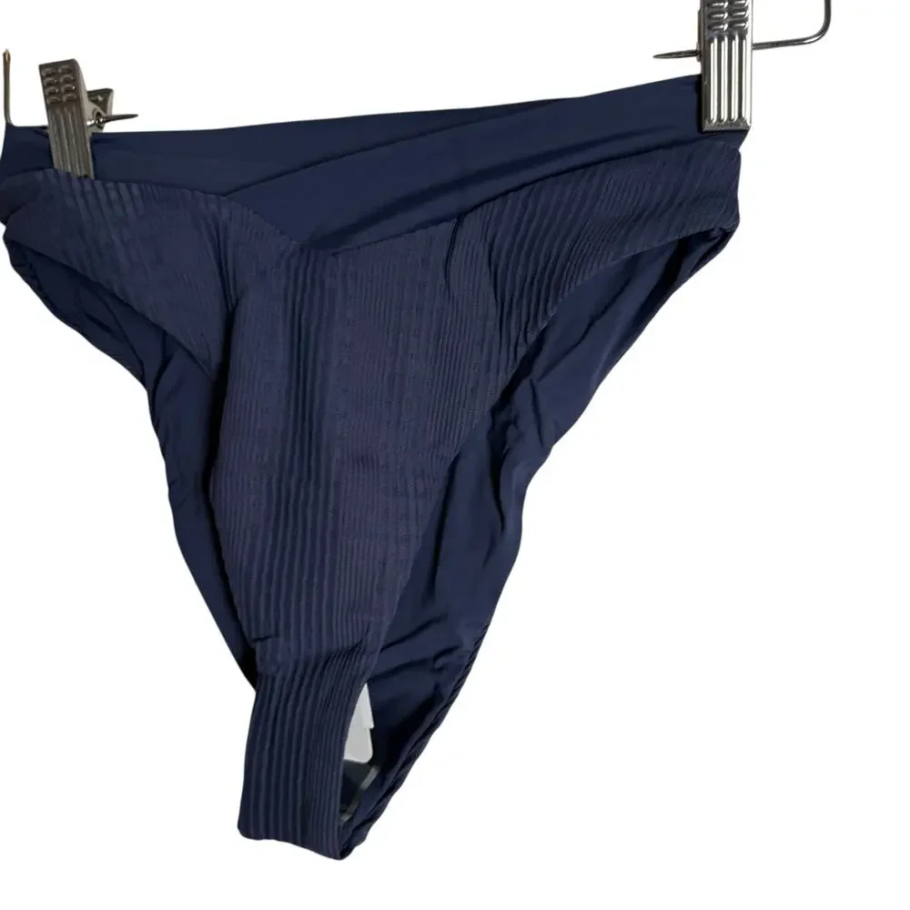 L*Space Court Slate Crossover V Waist Ribbed High Leg Bikini Swim Bottoms S - Picture 6 of 9